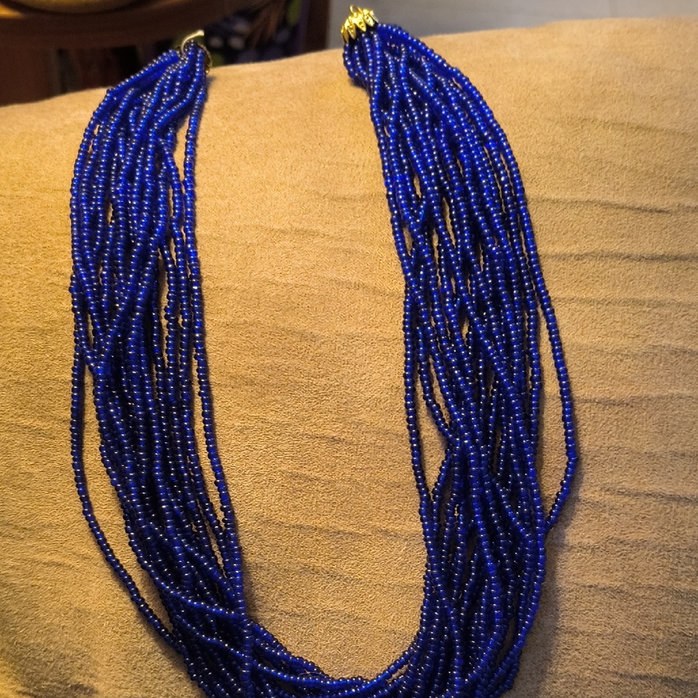 Elegant Blue Beaded Necklace